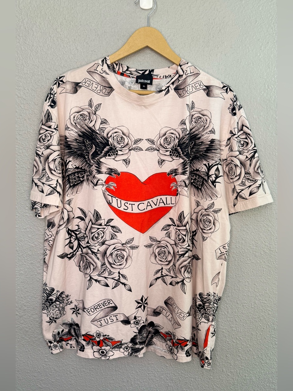 Just Cavalli | Vintage Tattoo All Over Print Tee | Size XL